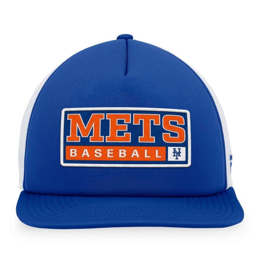 Team * | Men'S New York Mets Majestic Royal/White Foam Trucker Snapback Hat