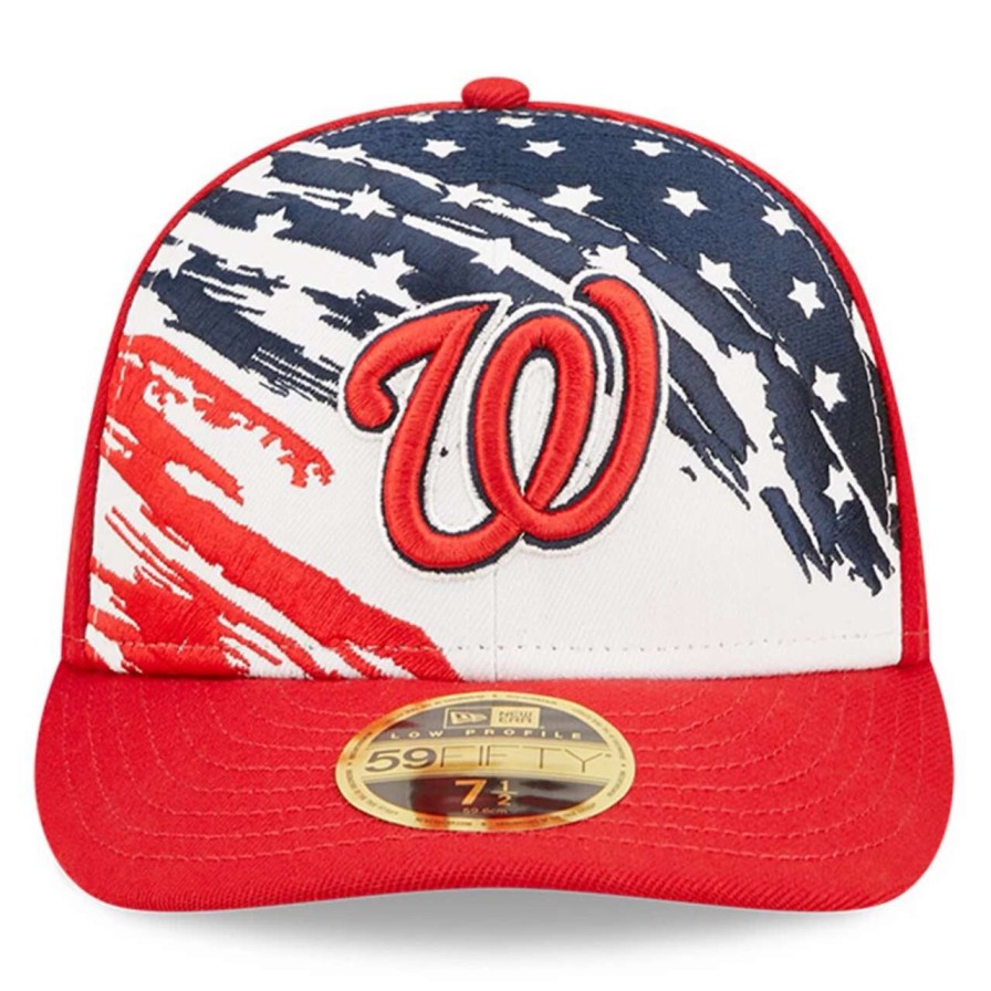 Team * | Men'S Washington Nationals New Era Red 2022 4Th Of July Low Profile 59Fifty Fitted Hat