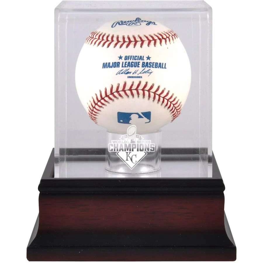 Collectibles & Memorabilia * | Kansas City Royals Fanatics Authentic 2015 Mlb World Series Champions Mahogany Baseball World Series Champions Logo Display Case