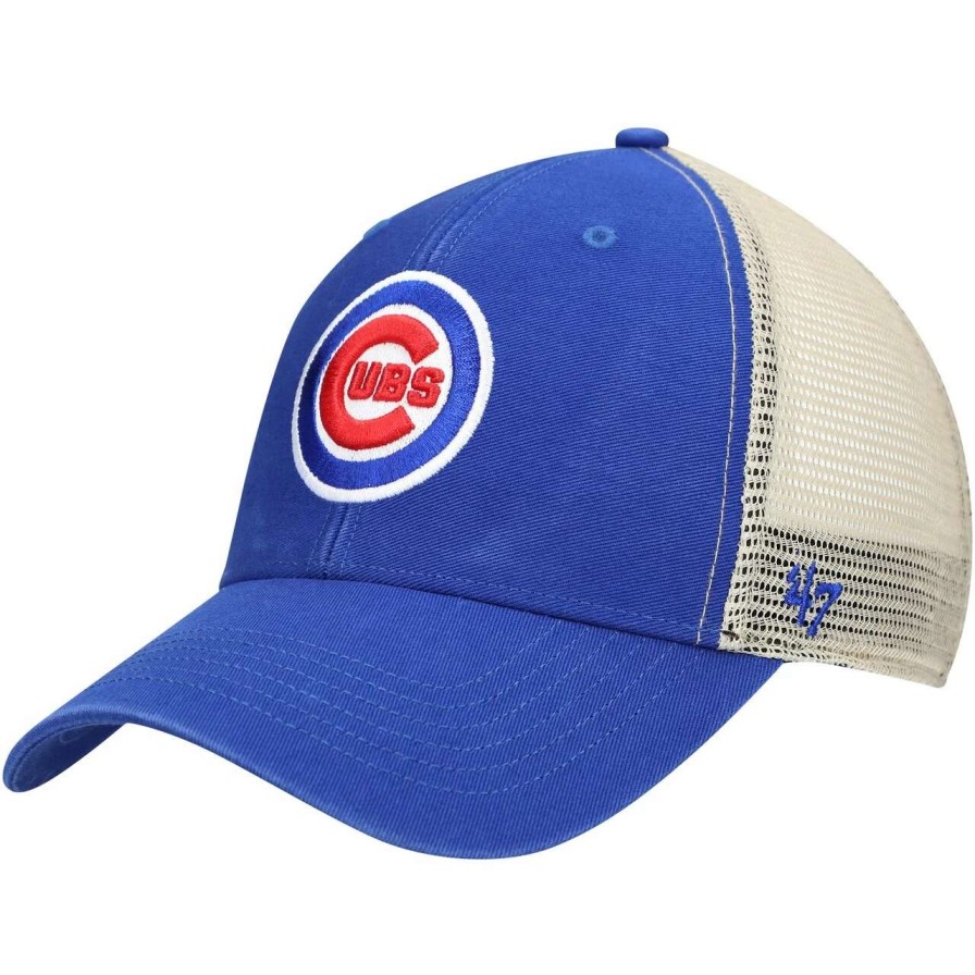 Team * | Men'S Chicago Cubs '47 Royal/Natural Flagship Washed Mvp Trucker Snapback Hat