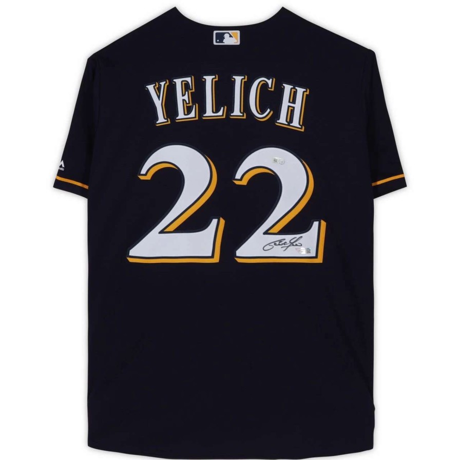 Collectibles & Memorabilia * | Autographed Milwaukee Brewers Christian Yelich Fanatics Authentic Blue Majestic Replica Jersey