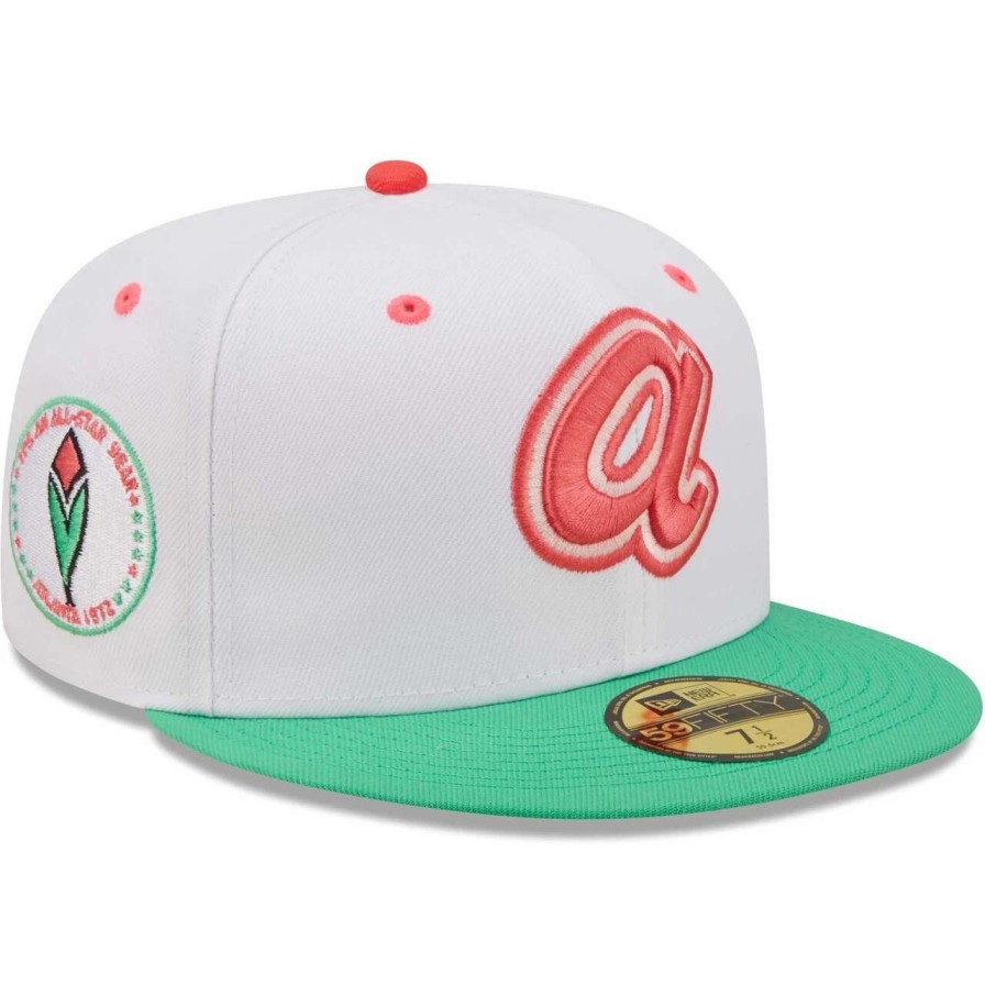 Team * | Men'S Atlanta Braves New Era White/Green 1972 Mlb All-Star Game Watermelon Lolli 59Fifty Fitted Hat