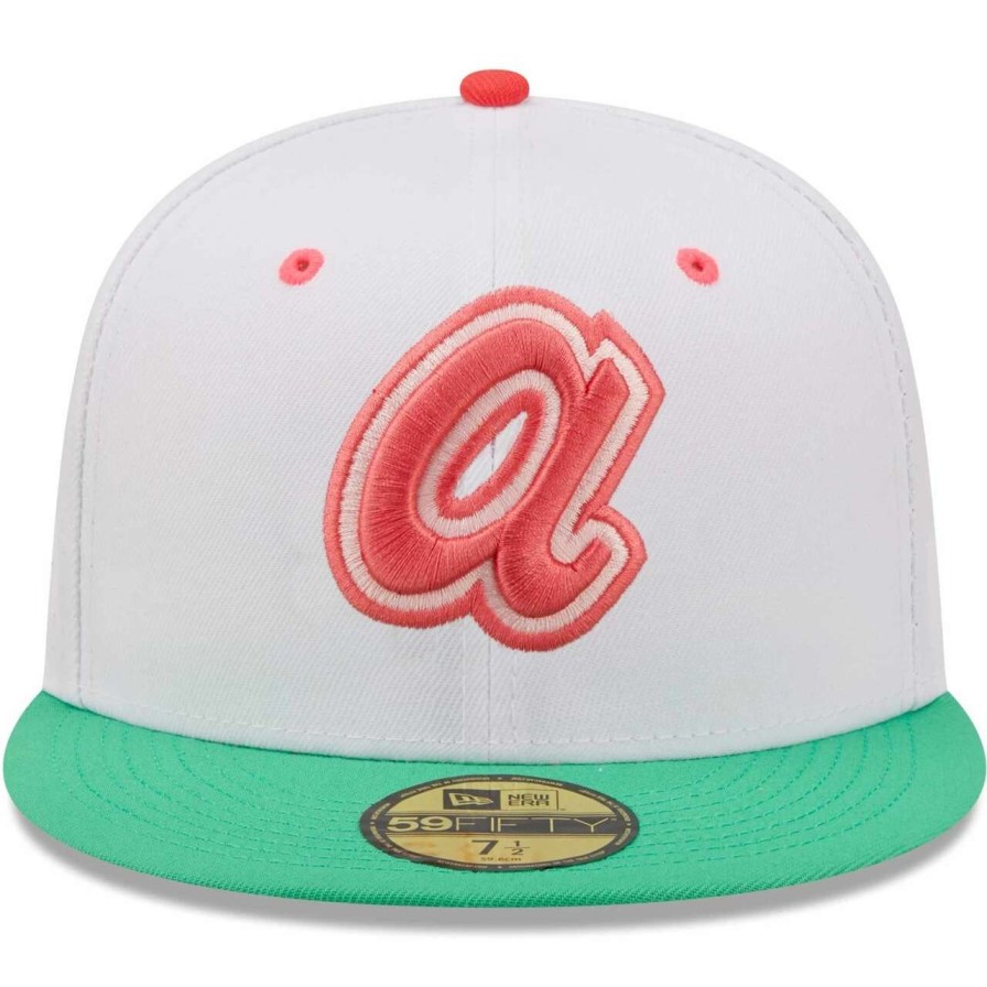 Team * | Men'S Atlanta Braves New Era White/Green 1972 Mlb All-Star Game Watermelon Lolli 59Fifty Fitted Hat