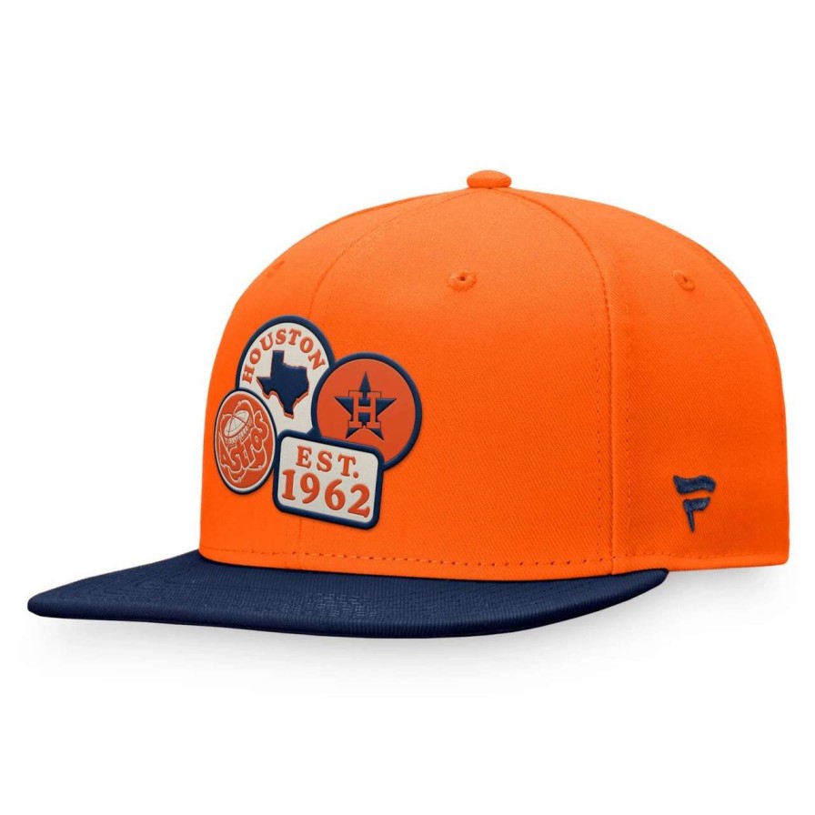 Team * | Men'S Houston Astros Fanatics Branded Orange/Navy Heritage Patch Fitted Hat