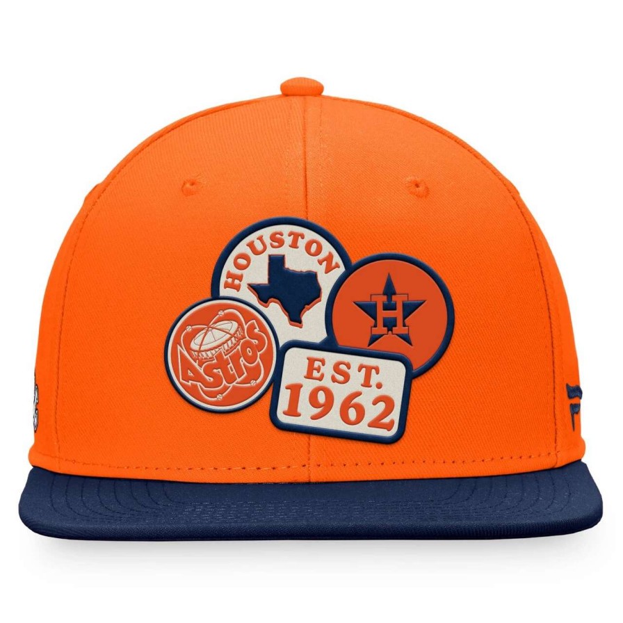 Team * | Men'S Houston Astros Fanatics Branded Orange/Navy Heritage Patch Fitted Hat