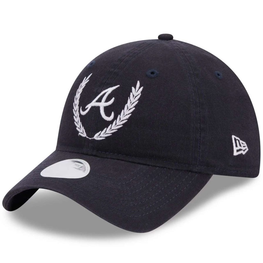 Team * | Women'S Atlanta Braves New Era Navy Leaves 9Twenty Adjustable Hat