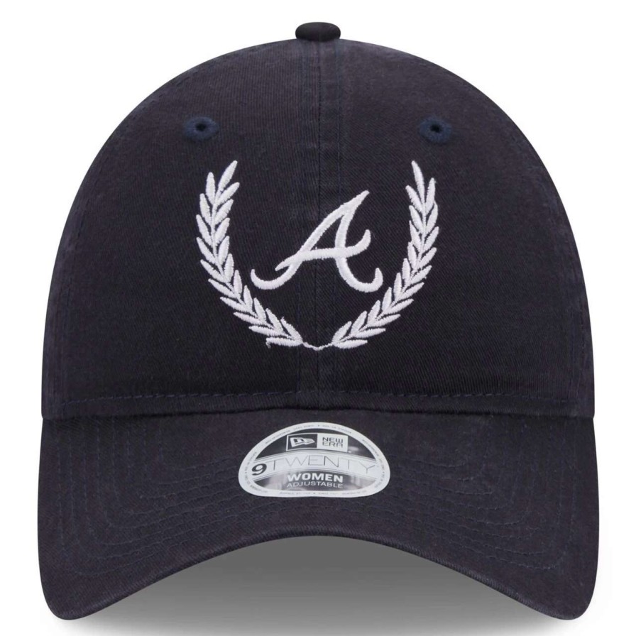 Team * | Women'S Atlanta Braves New Era Navy Leaves 9Twenty Adjustable Hat