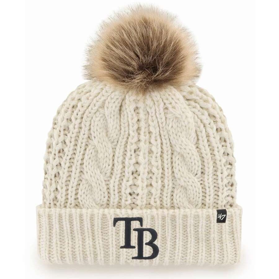 Team * | Women'S Tampa Bay Rays '47 Cream Meeko Cuffed Knit Hat With Pom