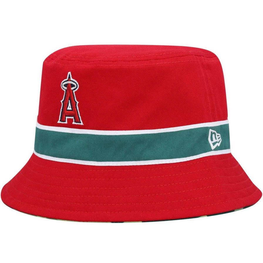 Team * | Men'S Los Angeles Angels New Era Red Reverse Bucket Hat