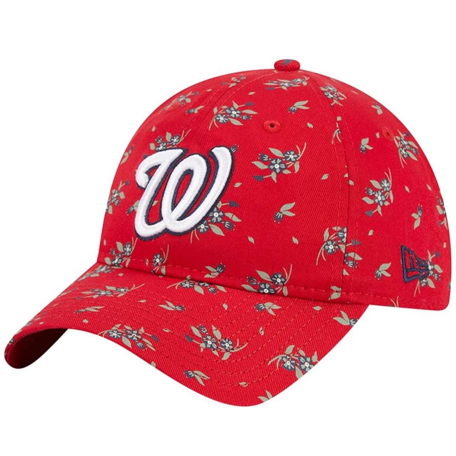 Team * | Women'S Washington Nationals New Era Red Bloom 9Twenty Adjustable Hat