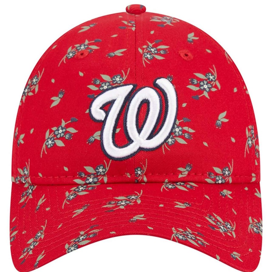 Team * | Women'S Washington Nationals New Era Red Bloom 9Twenty Adjustable Hat