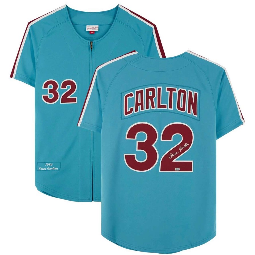 Collectibles & Memorabilia * | Autographed Philadelphia Phillies Steve Carlton Fanatics Authentic Mitchell & Ness Blue Authentic Jersey