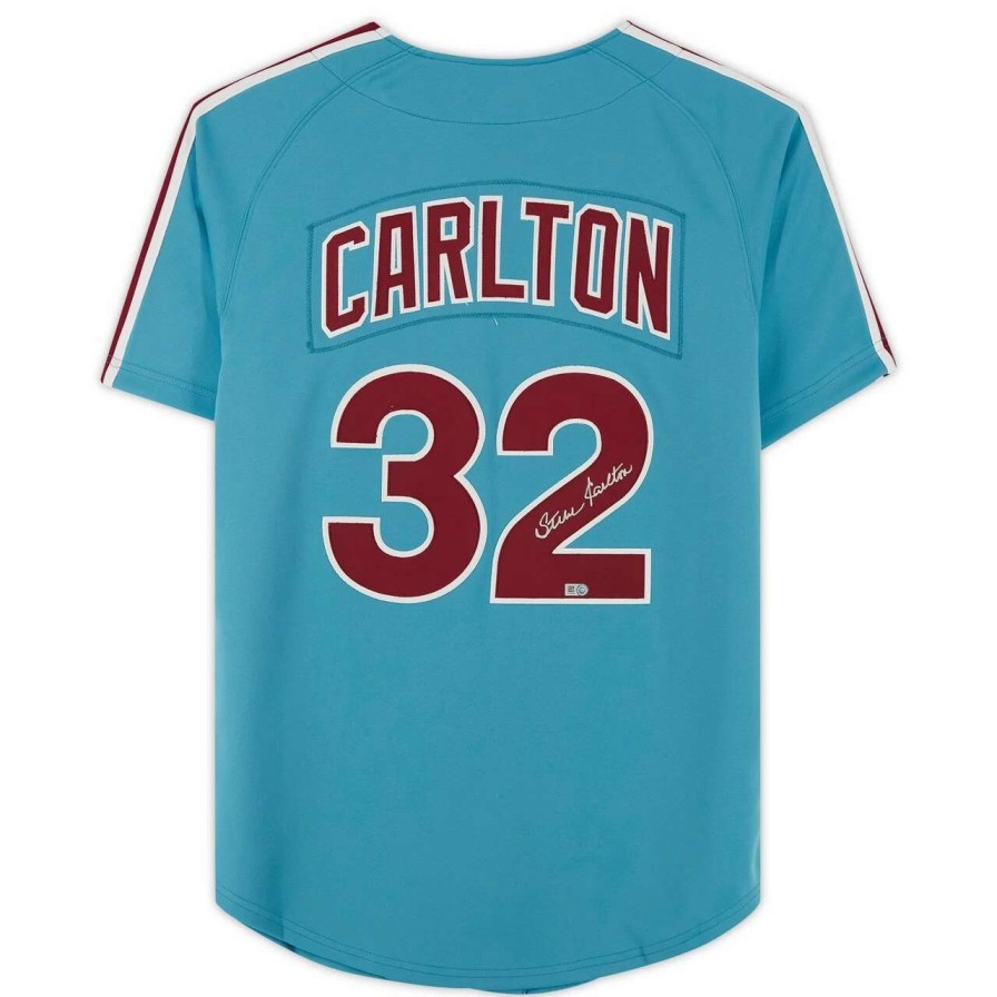 Collectibles & Memorabilia * | Autographed Philadelphia Phillies Steve Carlton Fanatics Authentic Mitchell & Ness Blue Authentic Jersey