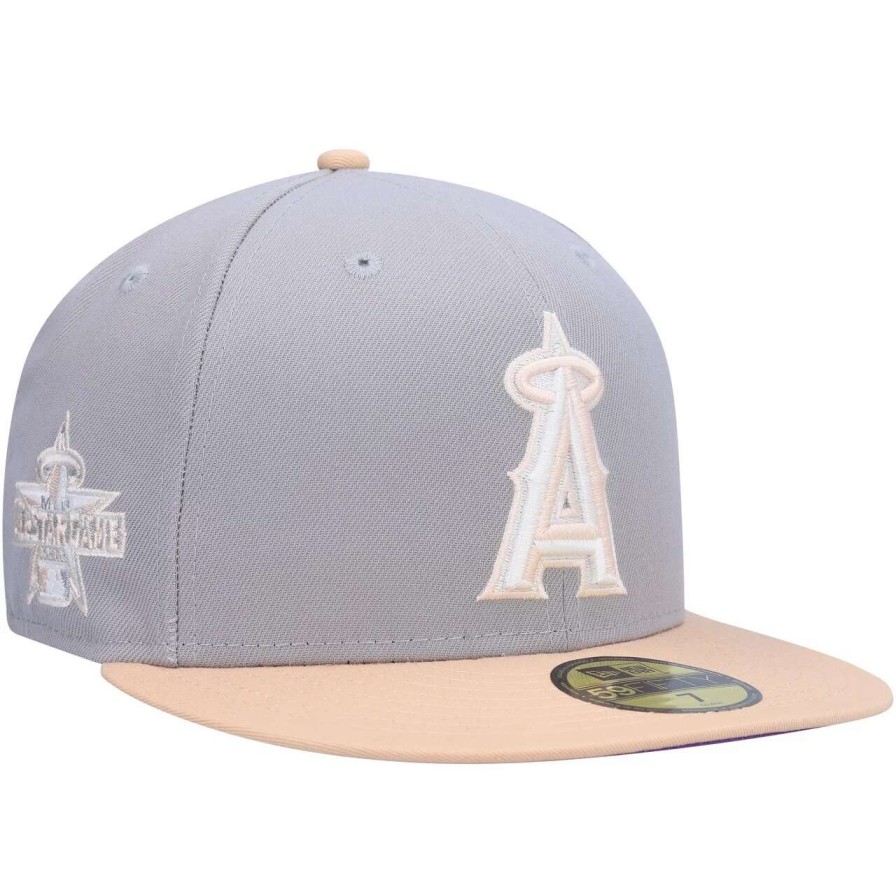 Team * | Men'S Los Angeles Angels New Era Gray/Peach 2010 Mlb All-Star Game Purple Undervisor 59Fifty Fitted Hat