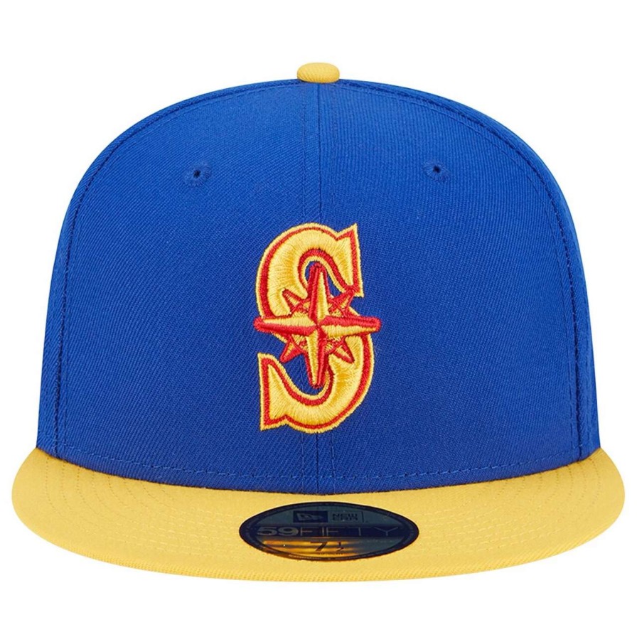 Team * | Men'S Seattle Mariners New Era Royal/Yellow Empire 59Fifty Fitted Hat