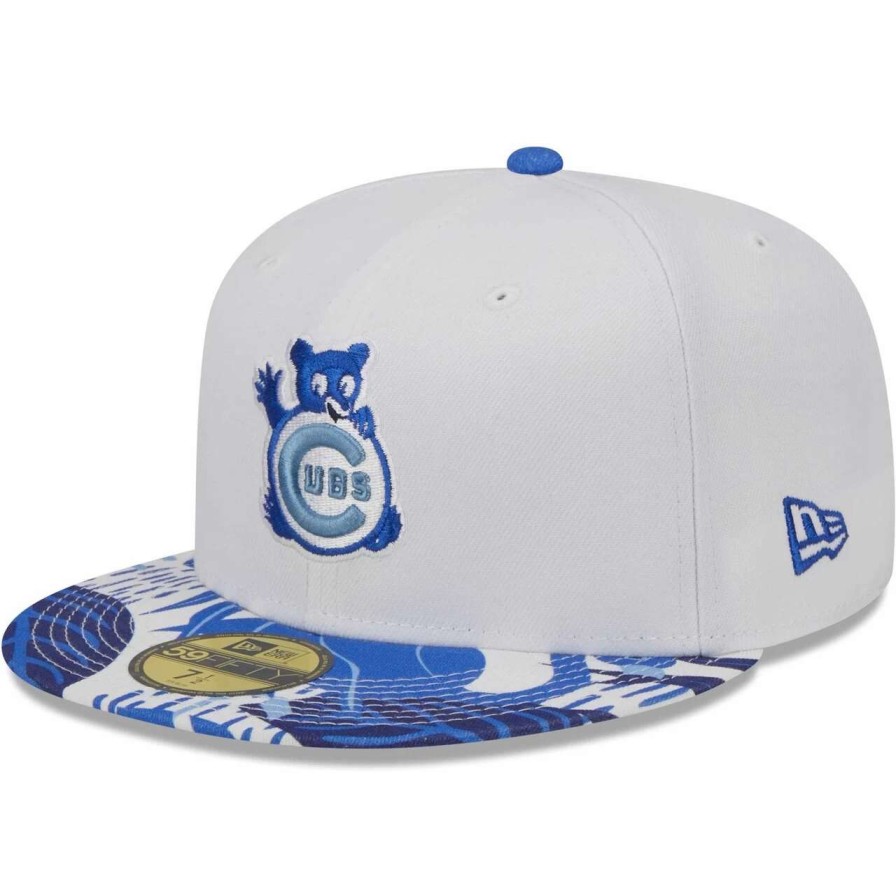 Team * | Men'S Chicago Cubs New Era White/Blue Flamingo 59Fifty Fitted Hat