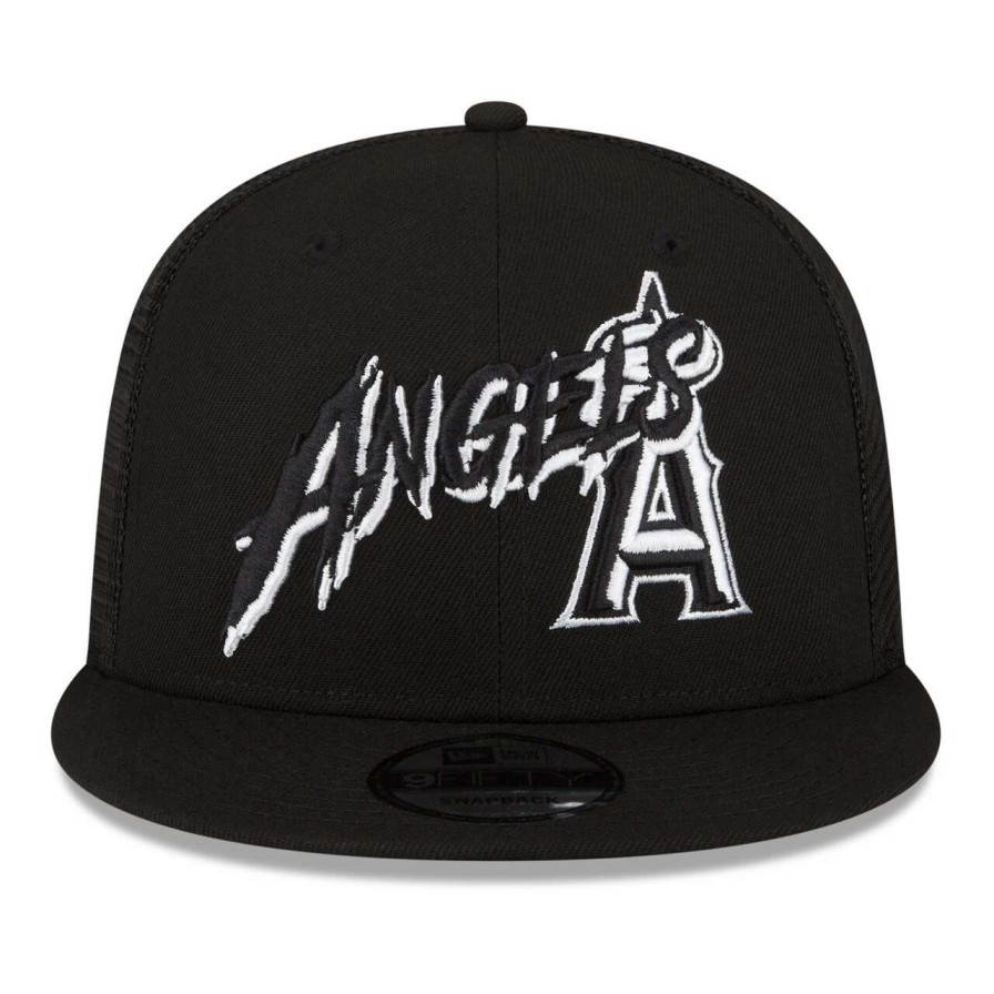 Team * | Men'S Los Angeles Angels New Era Black Street Trucker 9Fifty Snapback Hat