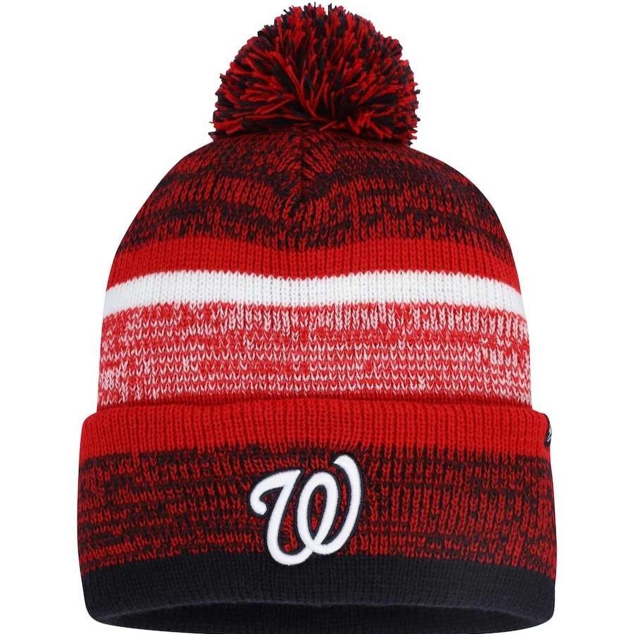 Team * | Men'S Washington Nationals '47 Red Northward Cuffed Knit Hat With Pom