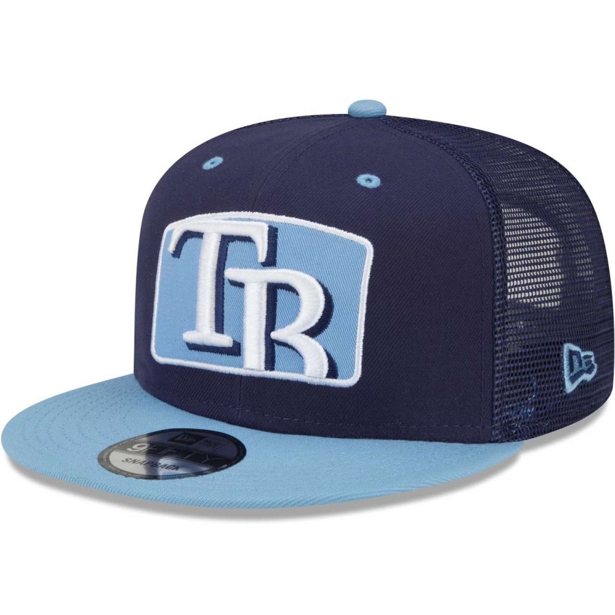 Team * | Men'S Tampa Bay Rays New Era Navy/Light Blue Logo Zoom Trucker 9Fifty Snapback Hat