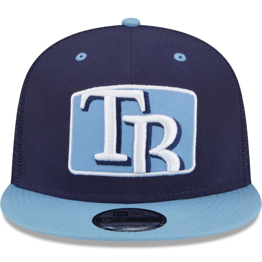 Team * | Men'S Tampa Bay Rays New Era Navy/Light Blue Logo Zoom Trucker 9Fifty Snapback Hat