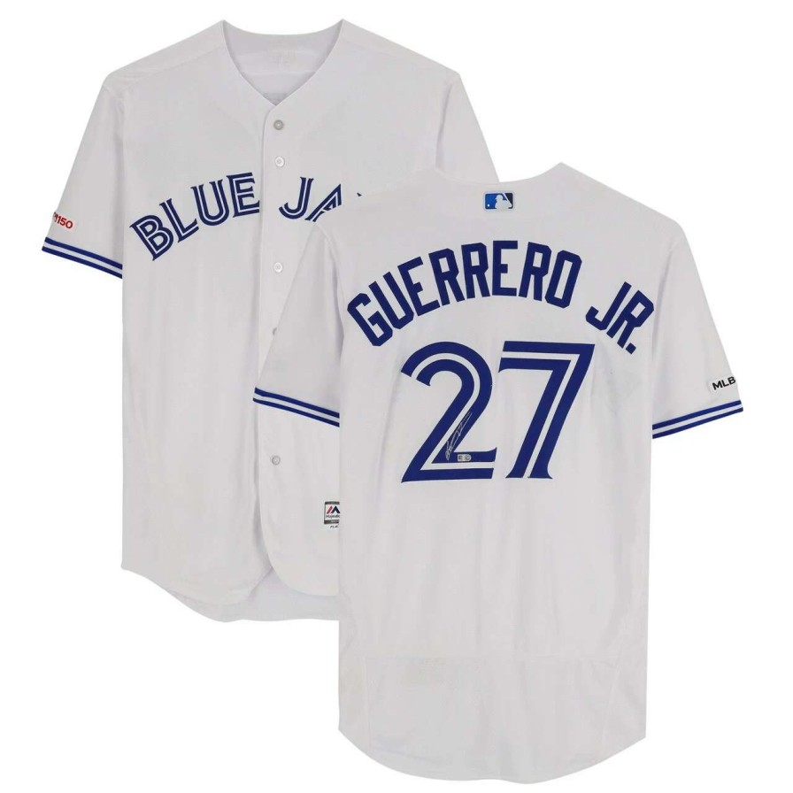 Collectibles & Memorabilia * | Autographed Toronto Blue Jays Vladimir Guerrero Jr. Topps White Majestic Authentic Jersey