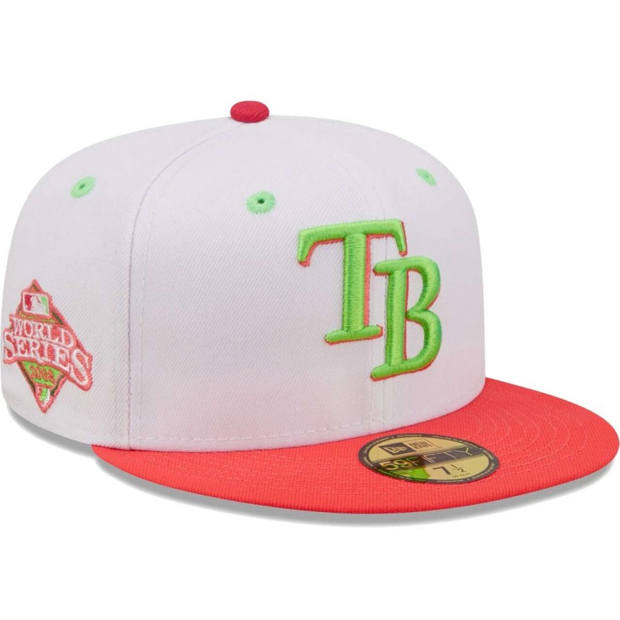 Team * | Men'S Tampa Bay Rays New Era White/Coral 2008 World Series Strawberry Lolli 59Fifty Fitted Hat