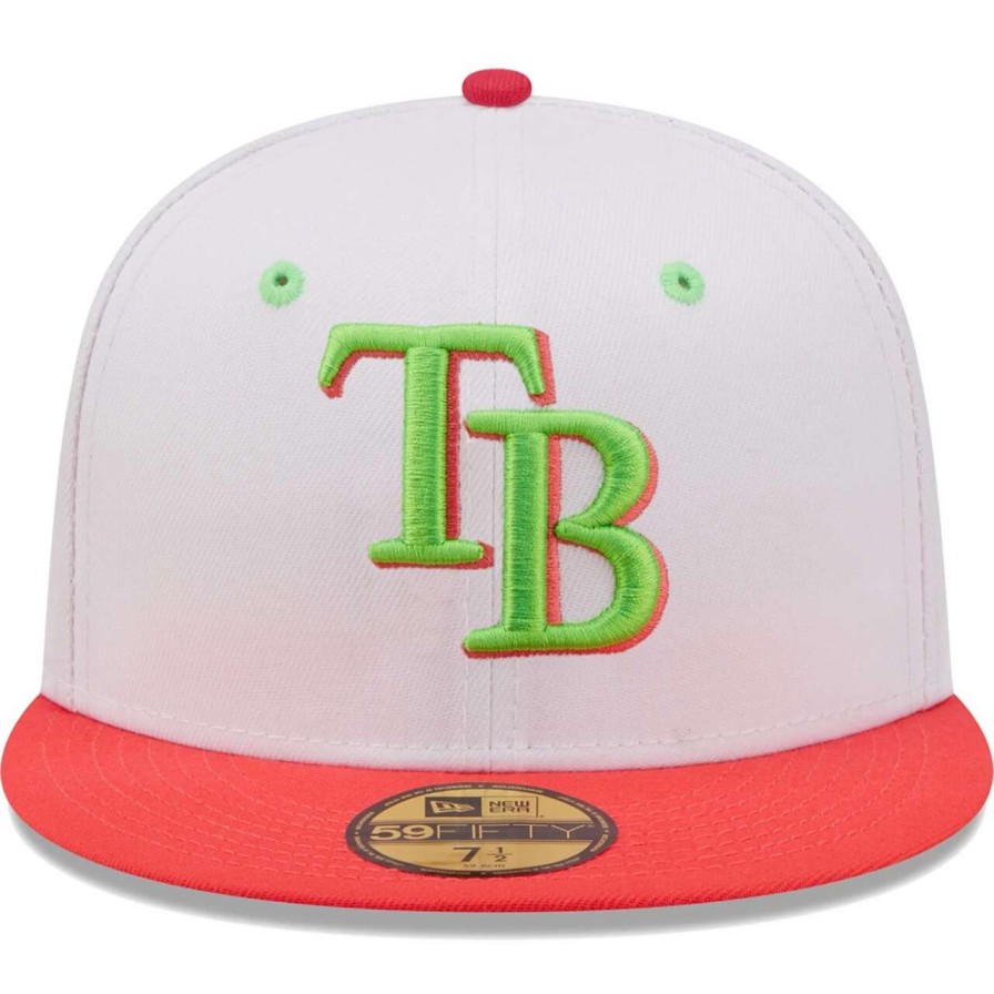 Team * | Men'S Tampa Bay Rays New Era White/Coral 2008 World Series Strawberry Lolli 59Fifty Fitted Hat